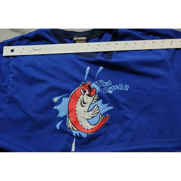 Joe Boxer Shirt XL Blue Athletic "What A Catch"‎ Fish Mens - Picture 5 of 10